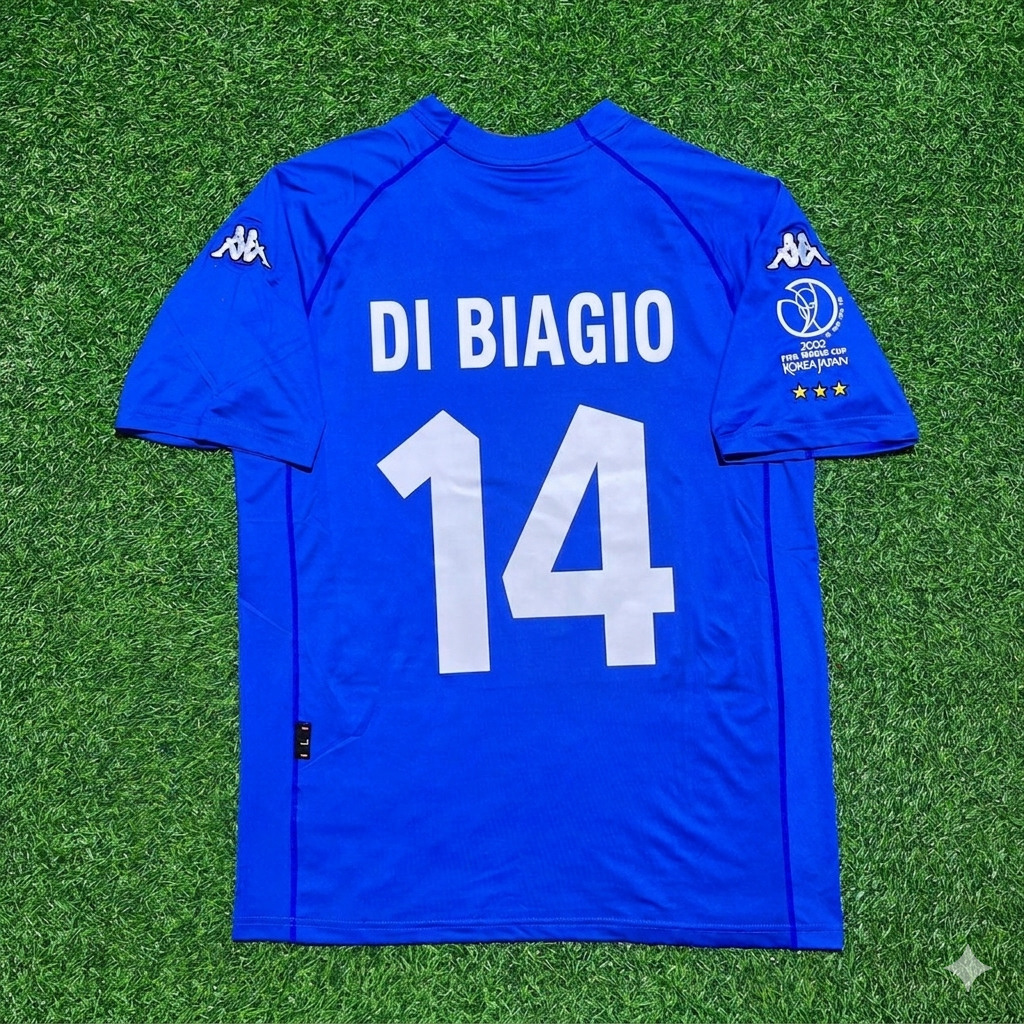 Italy World Cup 2002 Luigi Di Biagio #14 Home Retro Football Jersey