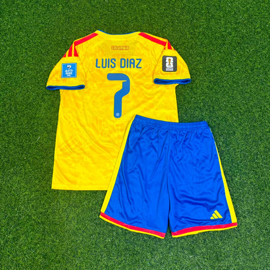Colombia World Cup 2026 Luis Diaz #7 Kids Football Jersey