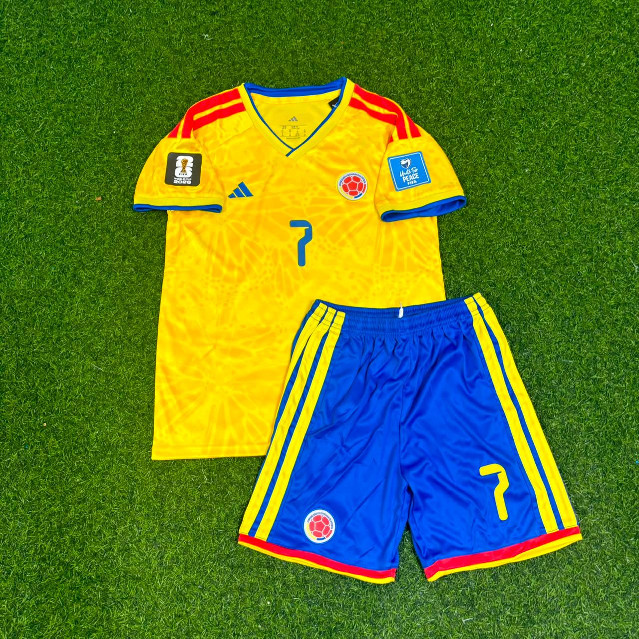 Colombia World Cup 2026 Luis Diaz #7 Kids Football Jersey