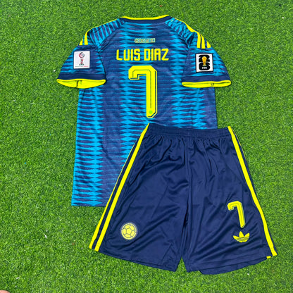 Luis Díaz Colombia 2026 World Cup Away Kids Football Jersey Kit
