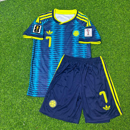 Colombia World Cup 2026 Luis Díaz Away Kids Football Jersey Kit
