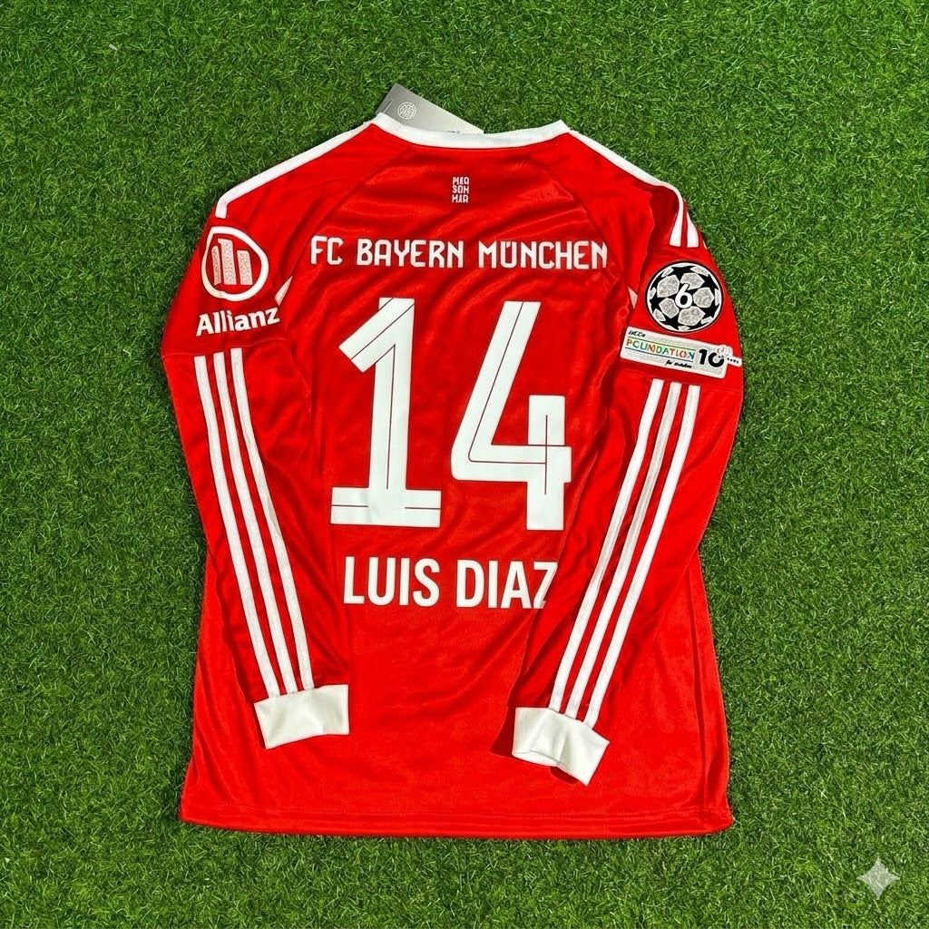 Luis Diaz #14 Bayern Munich 2026 Champions League Long Sleeve Football Jersey Kit