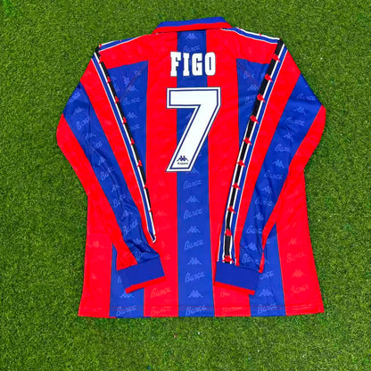 Barcelona 1996 Luis Figo 1997 Retro Burgundy Long Sleeve Football Jersey