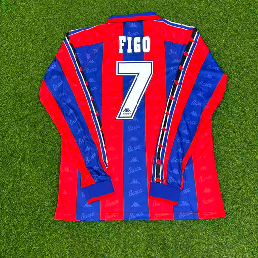 Barcelona 1996 Luis Figo 1997 Retro Burgundy Long Sleeve Football Jersey