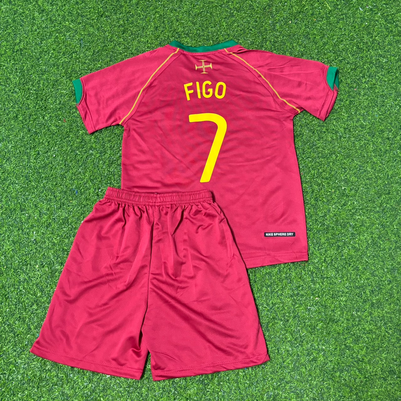 Portugal World Cup 2006 Luís Figo #7 Kids Football Jersey Kit
