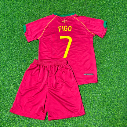 Portugal World Cup 2006 Luís Figo #7 Kids Football Jersey Kit