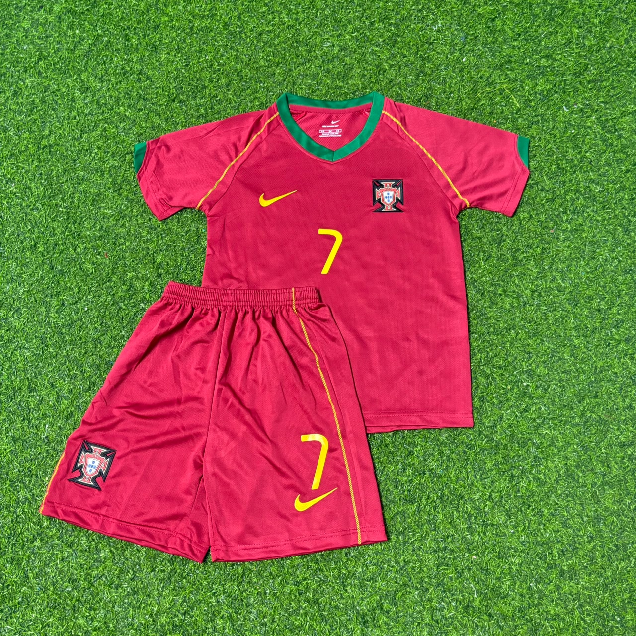Portugal World Cup 2006 Luís Figo #7 Kids Football Jersey Kit