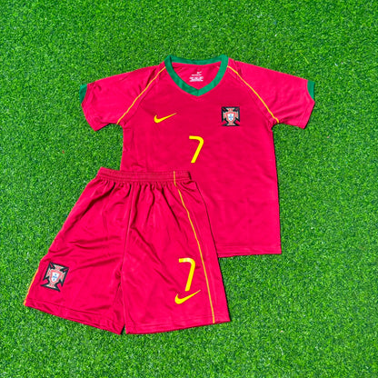 Portugal World Cup 2006 Luís Figo #7 Kids Football Jersey Kit