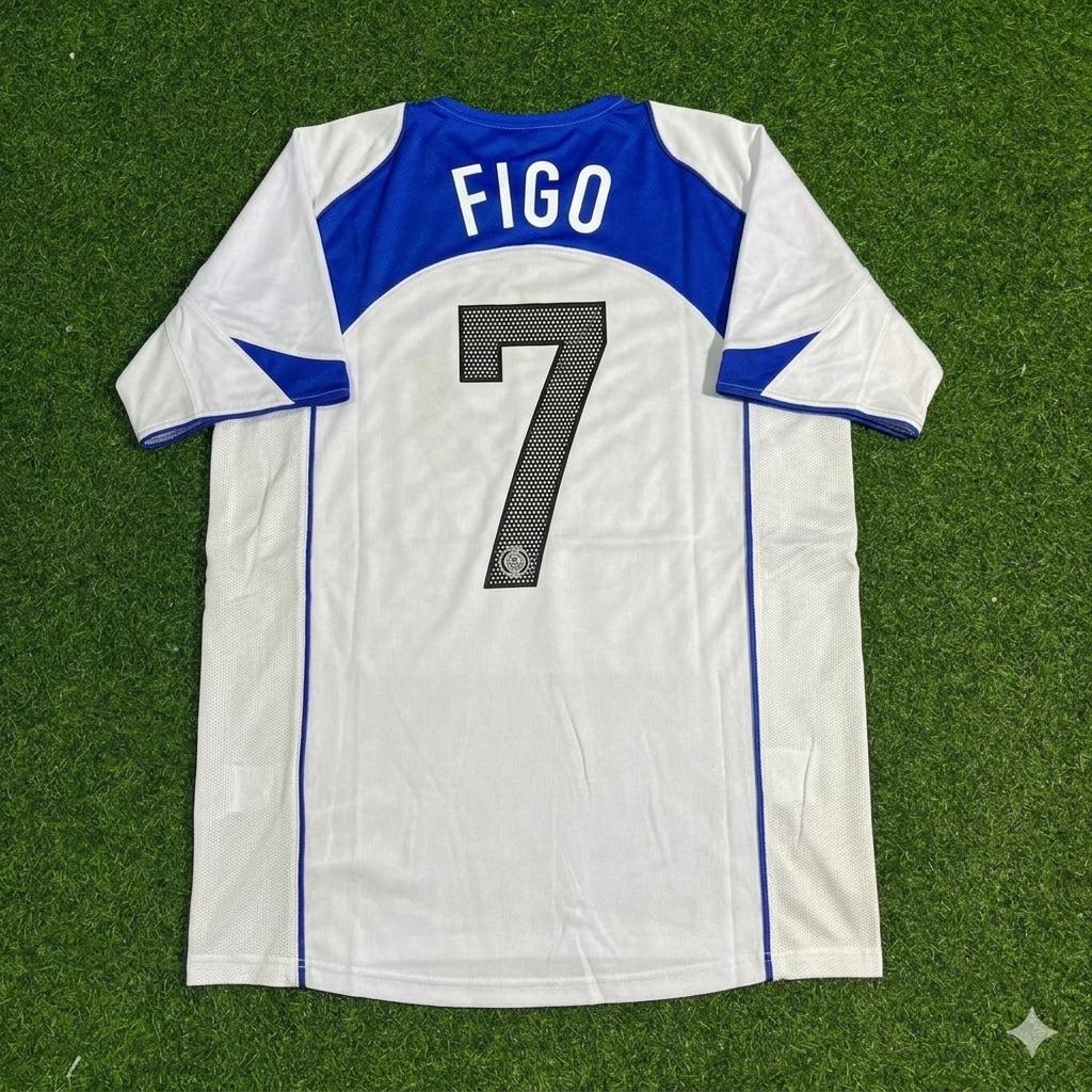 Luis Figo Inter Milan Retro White Football Jersey Kit