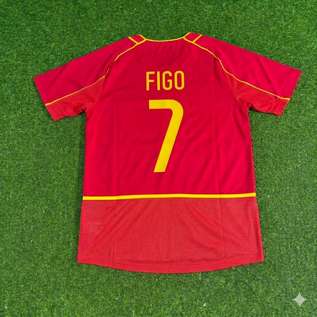 Luís Figo #7 Portugal 2002 Retro Home Red Football Jersey Kit