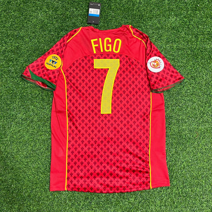 Portugal EURO 2004 Luis Figo Retro Home Red Football Jersey