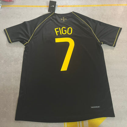 Luis Figo Portugal Black Retro Football Jersey