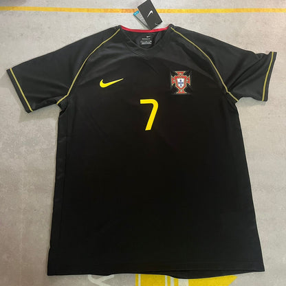 Luis Figo Portugal Black Retro Football Jersey