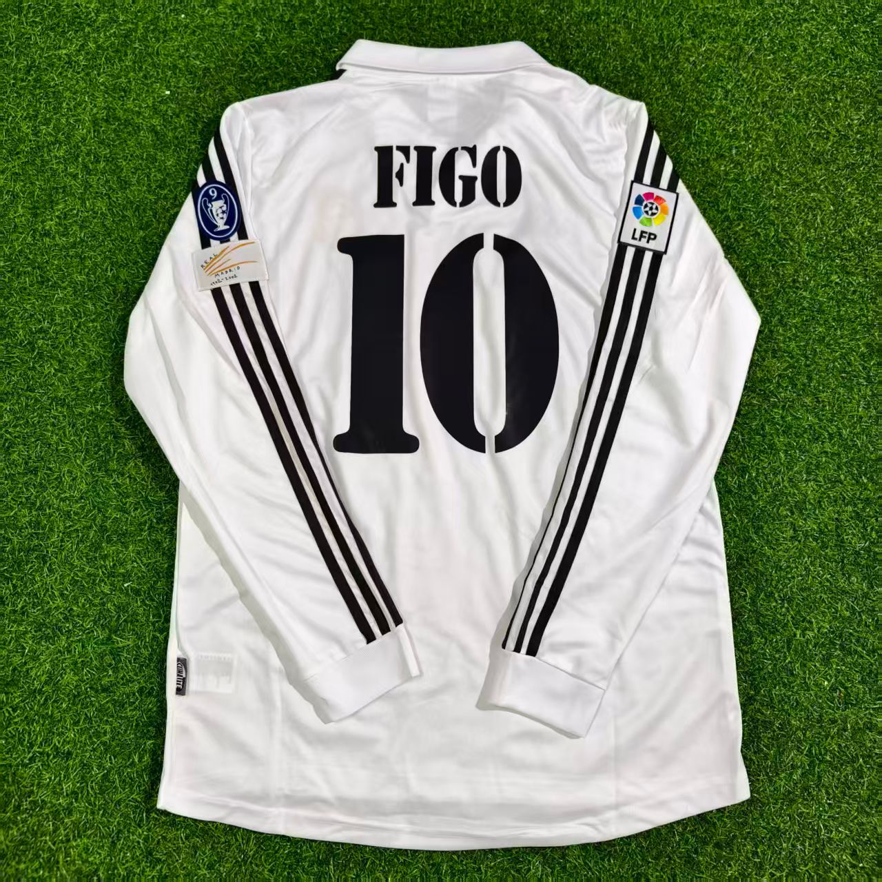 Luís Figo 10- Real Madrid 2002/2003 Long Sleeve Home Jersey