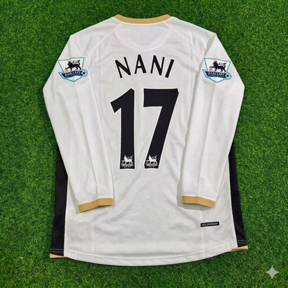 Luis Nani #17 Manchester United 2006-2007 White Retro Long Sleeve Football Jersey Kit
