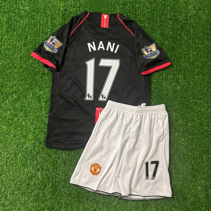 Luis Nani #17 Manchester United 2007/20008 Black Kids Football Jersey Kit for Children