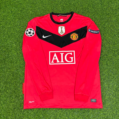 Luis Nani #17 Manchester United 2009-2010 Retro Long Sleeve Football Jersey Kit