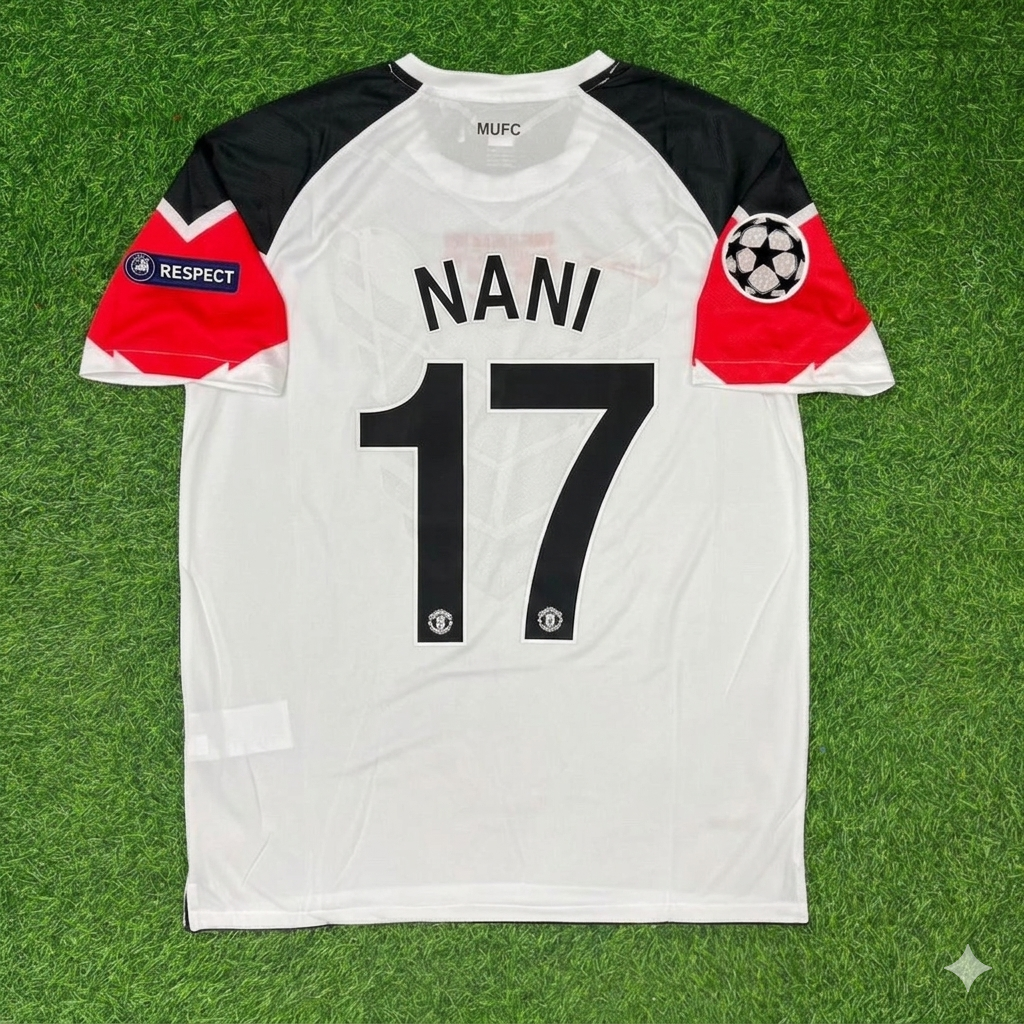 Luis Nani #17 Manchester United 2011 Champions League Final White Football Jersey Kit