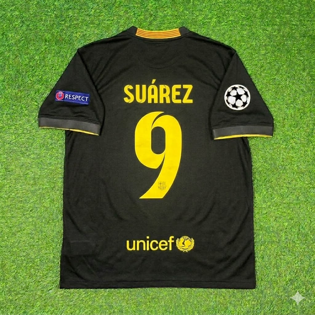 Luis Suarez #9 Barcelona 2013-2014 Black Retro Football Jersey Kit