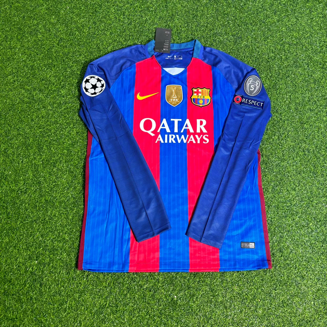 Barcelona Luis Suárez 2016 World Champions Patch Long Sleeve Football Jersey