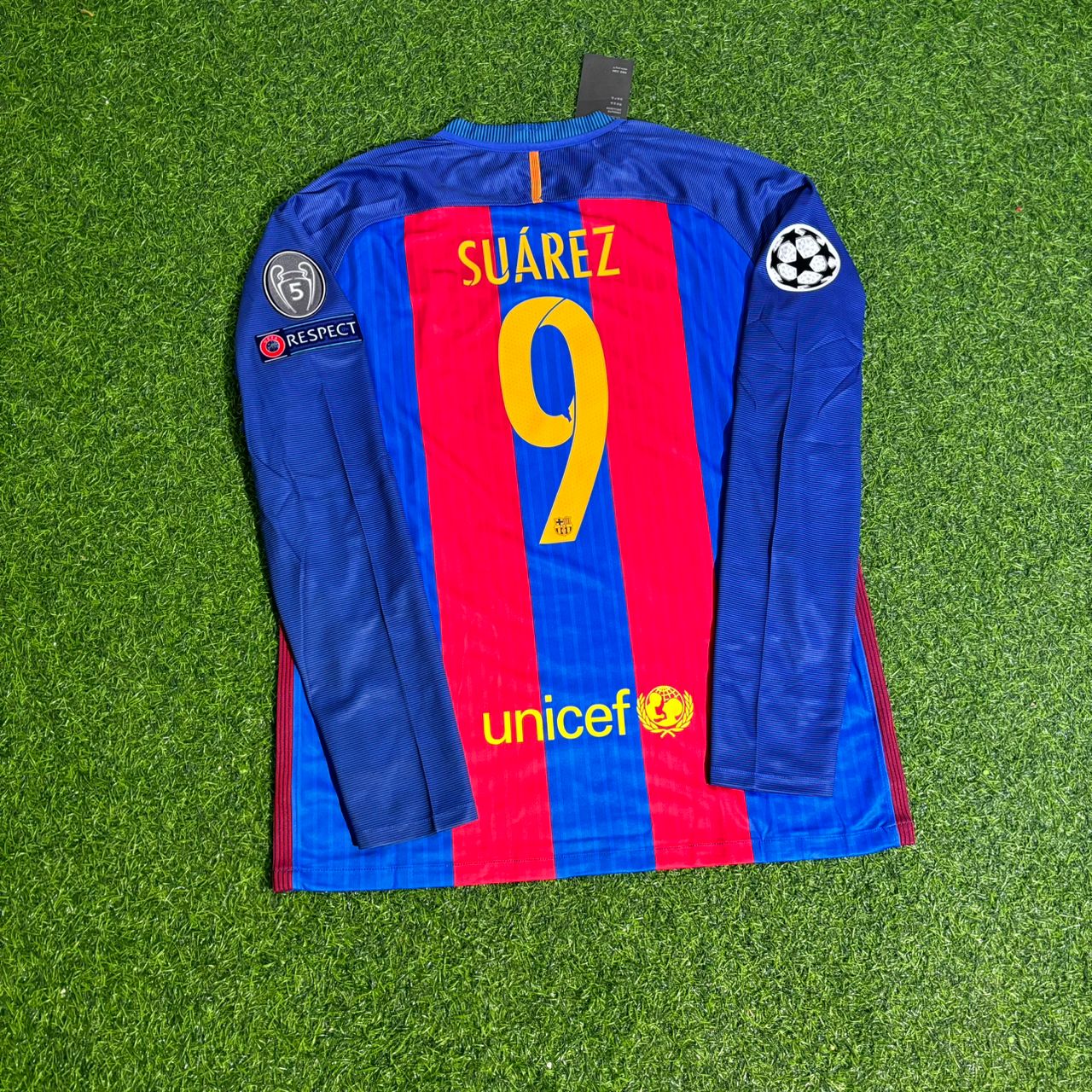 Luis Suárez Barcelona 2016 World Champions Patch Long Sleeve Football Jersey Kit