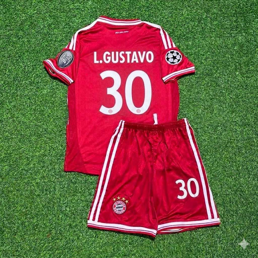 Luiz Gustavo #30 Bayern Munich 2013 Champions League Final Kids Retro Kit Jersey