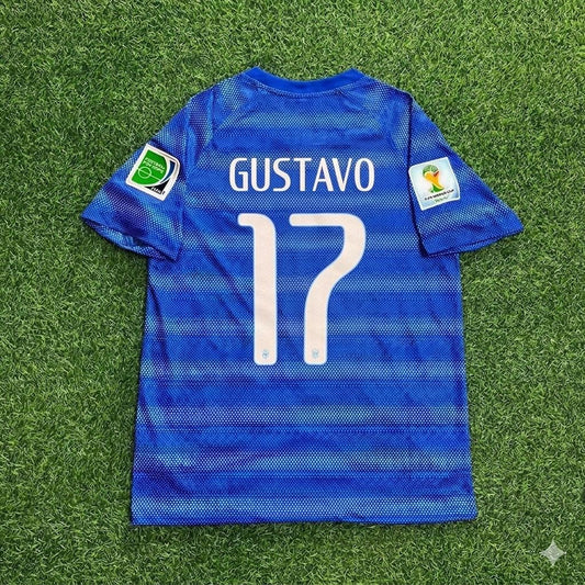 Luiz Gustavo 17- 2014 World Cup Retro Blue Football Jersey