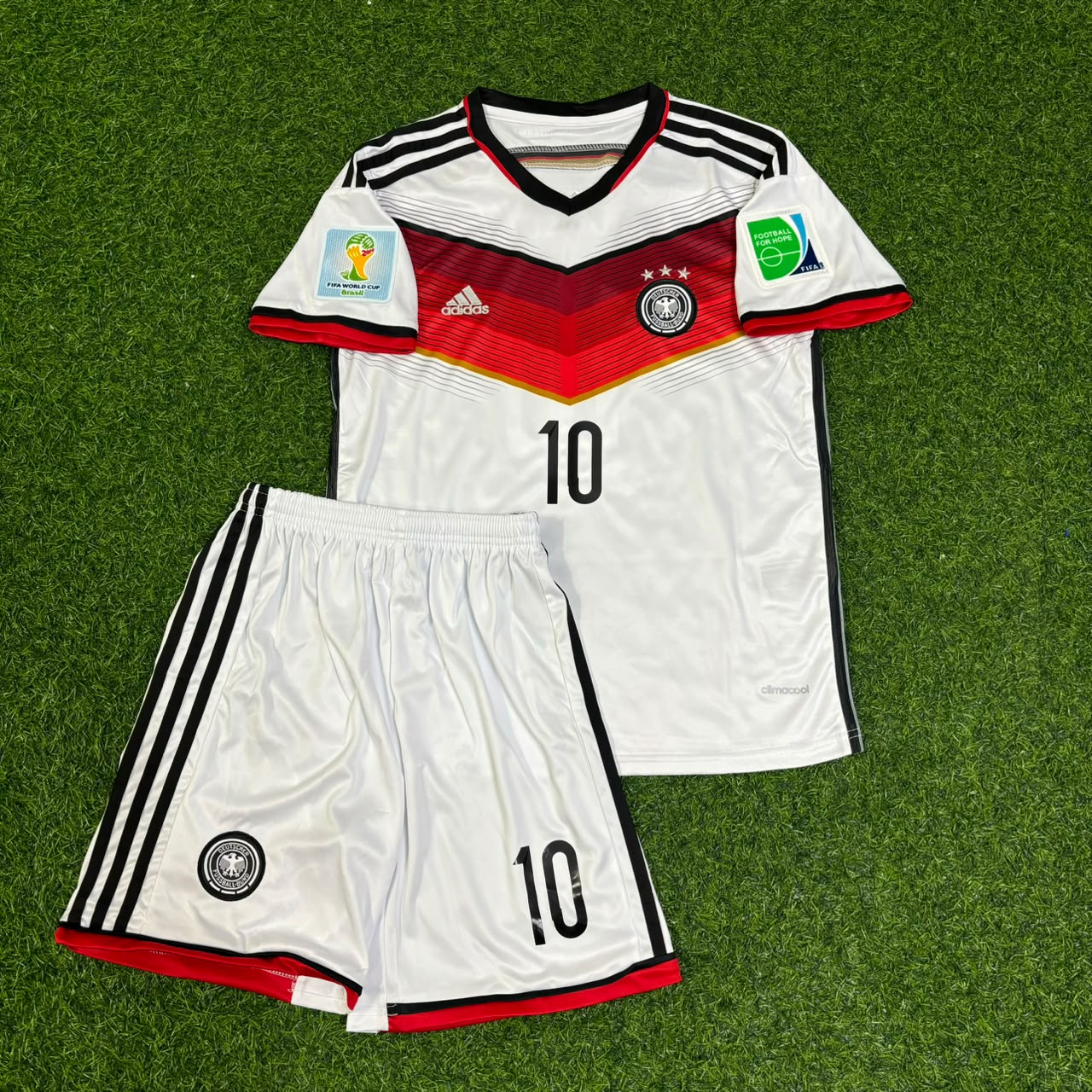 Germany World Cup 2014 Lukas Podolski Kids White Retro Football Jersey Kit