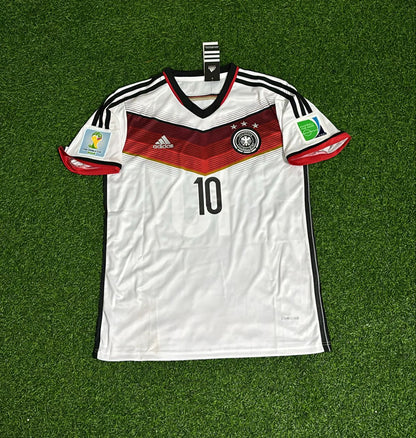 Germany World Cup 2014 Lukas Podolski - Deutschland White Retro Football Jersey Kit