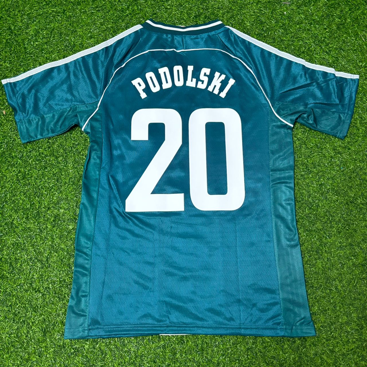Lukas Podolski Germany Away Green Retro Football Jersey Kit