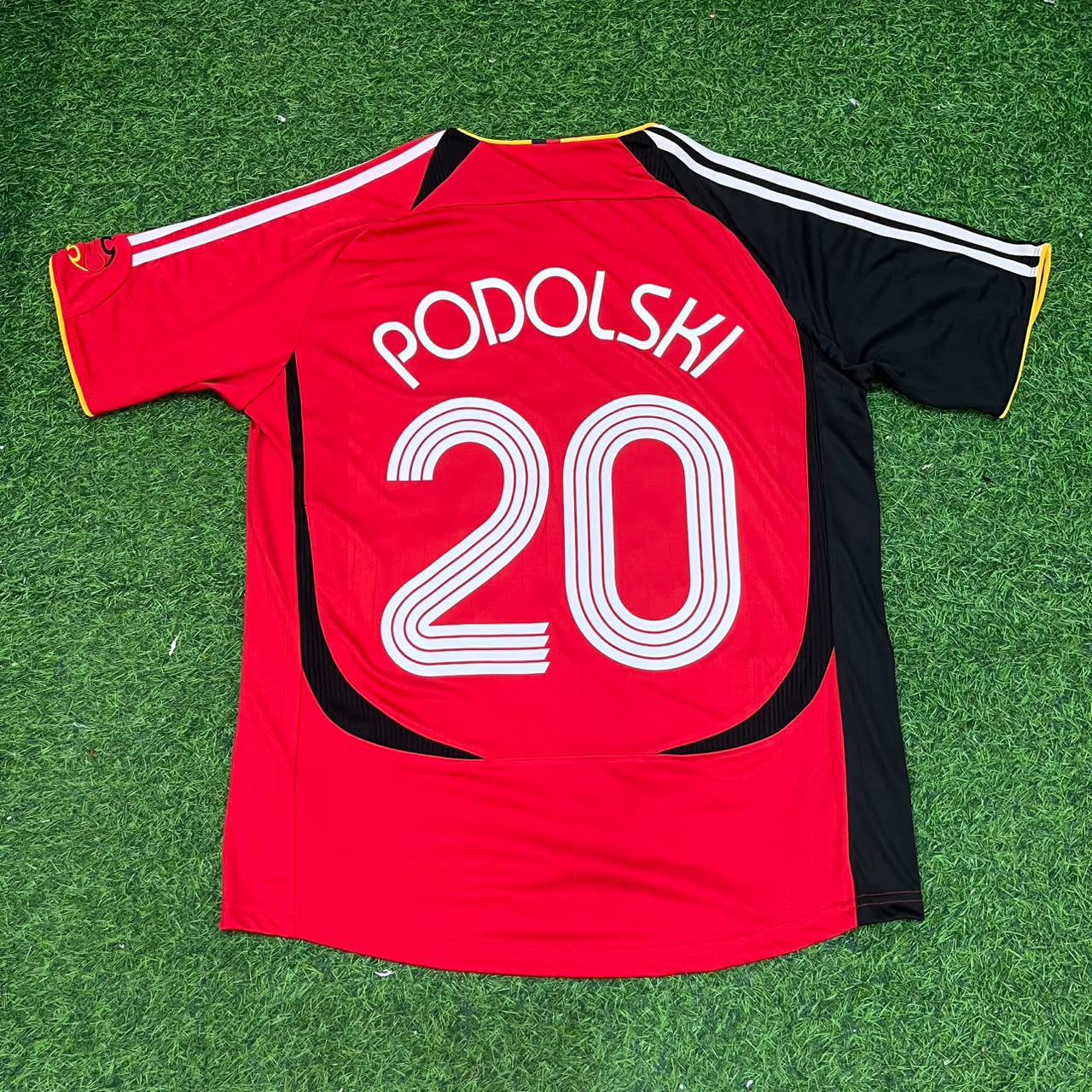 Germany World Cup 2006 Lukas Podolski Away Red Black Retro Football Jersey