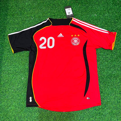 Germany World Cup 2006 Lukas Podolski Away Red Black Retro Football Jersey