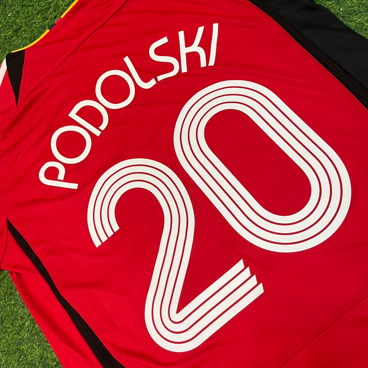 Germany World Cup 2006 Lukas Podolski Away Red Black Retro Football Jersey