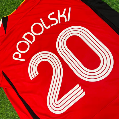 Germany World Cup 2006 Lukas Podolski Away Red Black Retro Football Jersey
