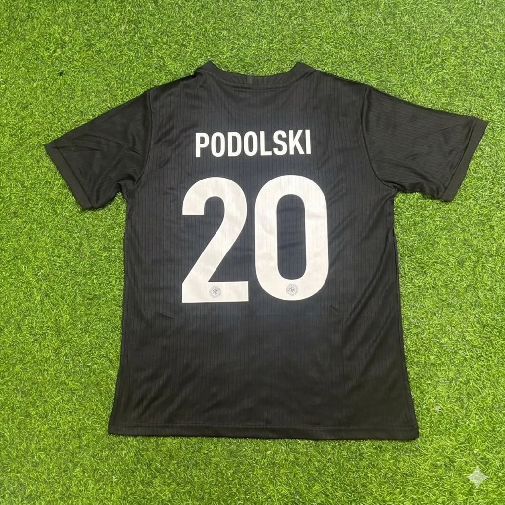 Lukas Podolski Germany 125 Years Special Black Football Jersey Kit