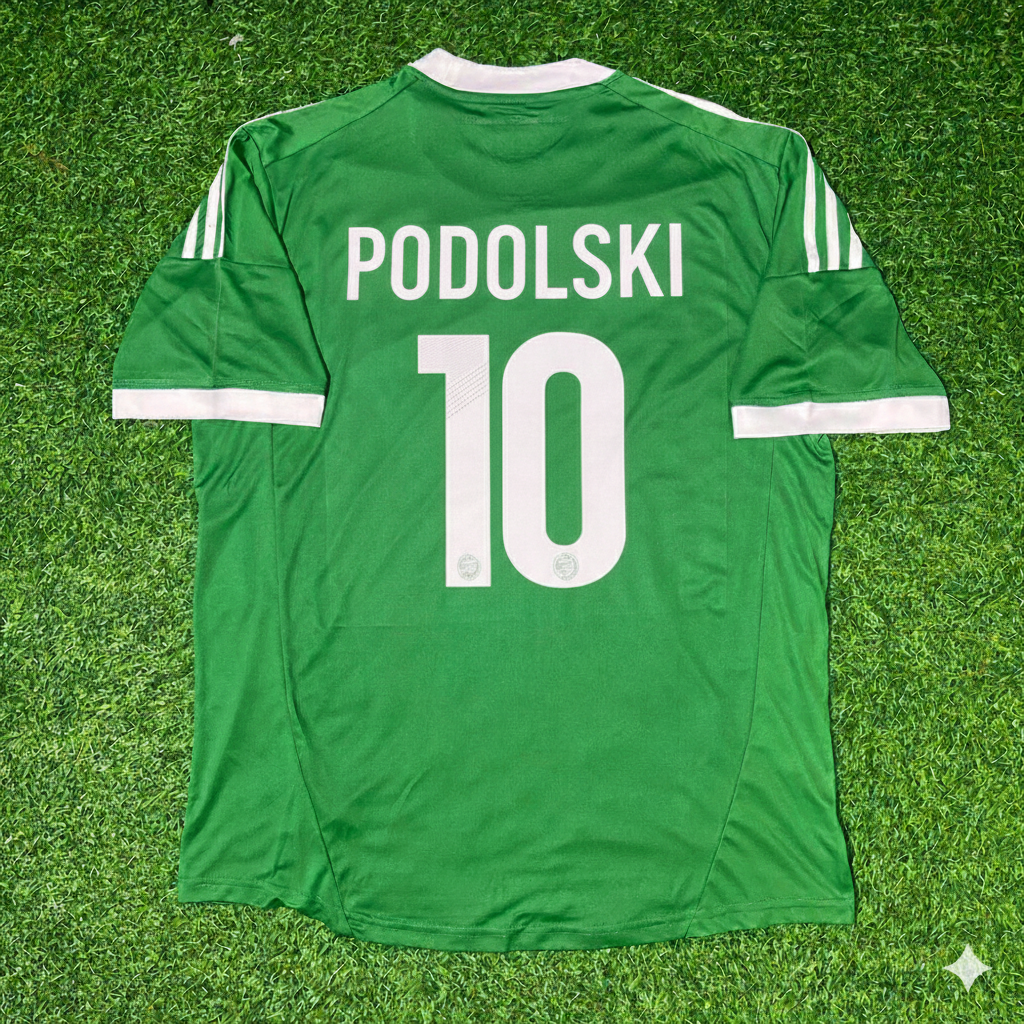 Germany EURO 2012 Lukas Podolski Green Retro Football Jersey