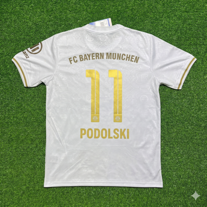 Lukas Podolski #11 FC Bayern München 125 Years Anniversary Special-Edition White Football Jersey