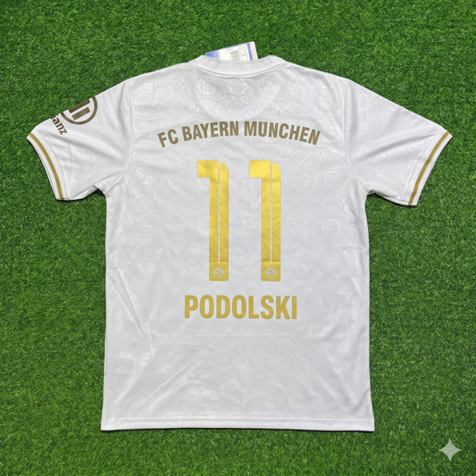Lukas Podolski #11 FC Bayern München 125 Years Anniversary Special-Edition White Football Jersey