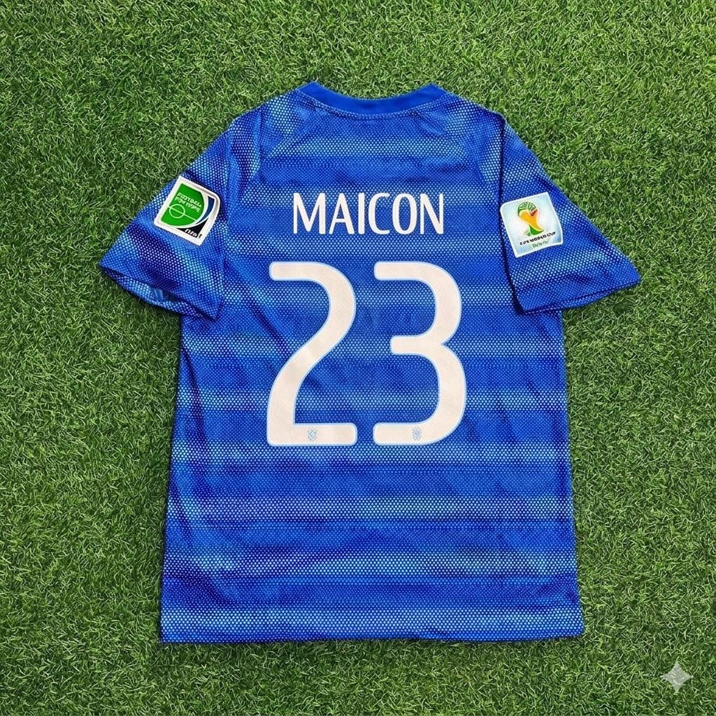 Maicon 23- 2014 World Cup Retro Blue Football Jersey
