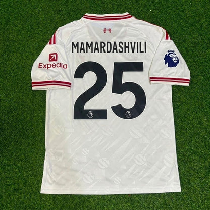 Giorgi Mamardashvili #25 Liverpool 2027 White Away Football Jersey