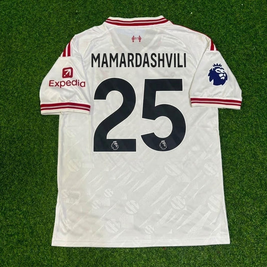 Giorgi Mamardashvili #25 Liverpool 2027 White Away Football Jersey