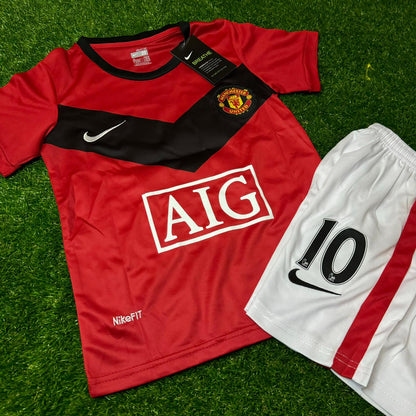 Wayne Rooney Manchester United 2009/10 Home Kids Kit Football Jersey Kit for Children
