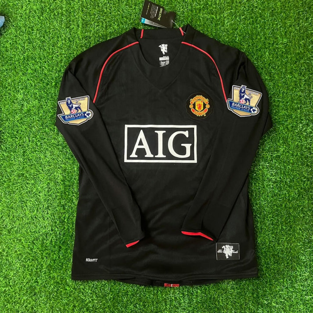 Manchester United 2007/2008 Premier League Patch Black Retro Football Jersey Collection