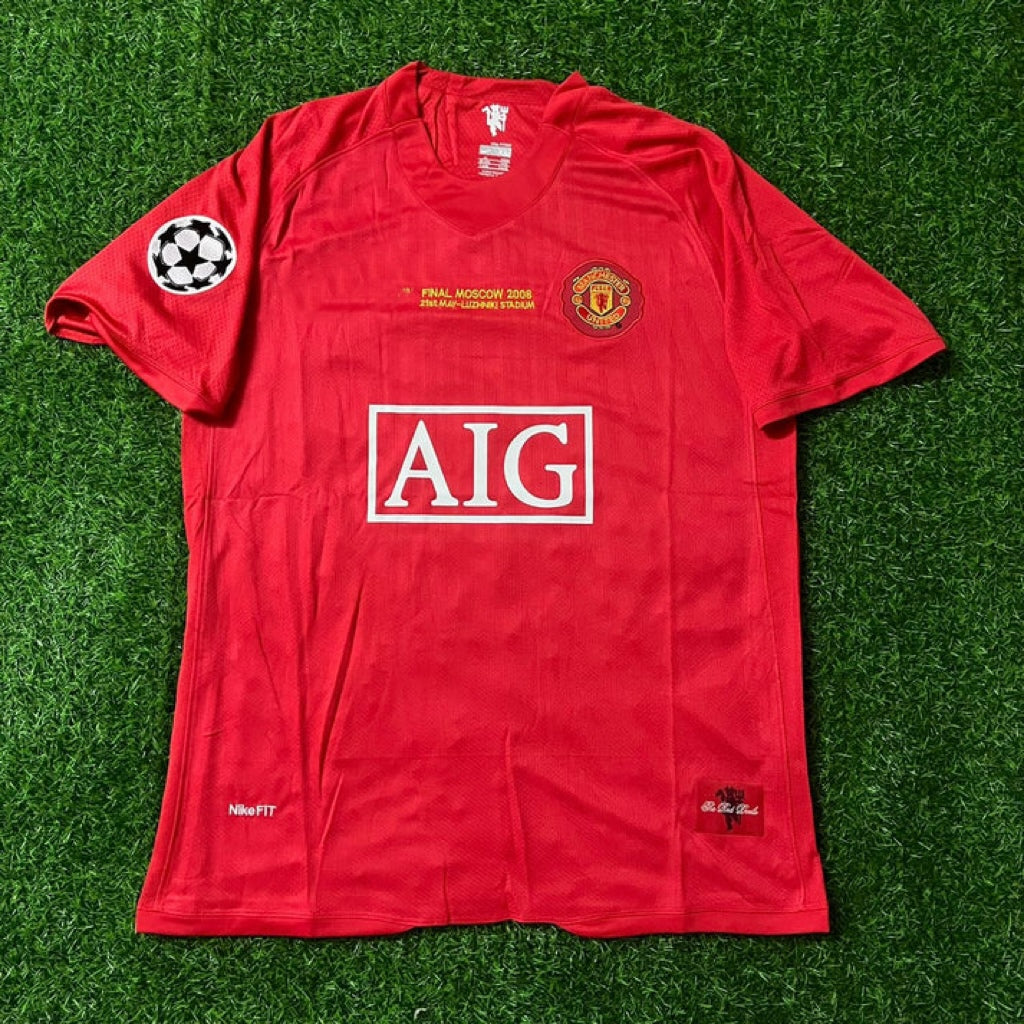 Manchester United Champions League Final Moscow 2008 Retro Red Football Shirt Jersey