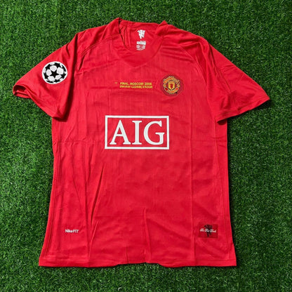 Manchester United Champions League Final Moscow 2008 Retro Red Football Shirt Jersey