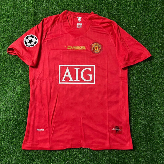 Manchester United Champions League Final Moscow 2008 Retro Red Football Shirt Jersey
