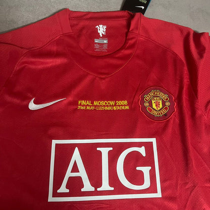Nemanja Vidic Manchester United Champions League Final 2008 Long Sleeve Retro Red Football Shirt