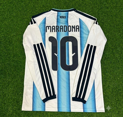 Diego Armando Maradona #10 Argentina Retro Home Long Sleeve Football Jersey Kit