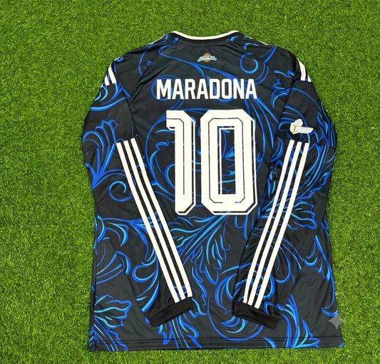 Diego Armando Maradona #10 Argentina Retro Away Long Sleeve Football Jersey Kit