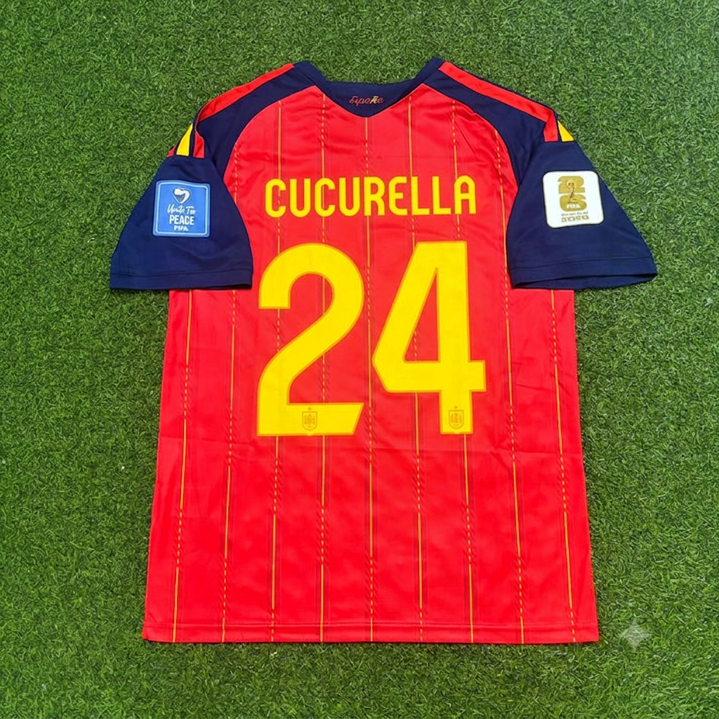 Spain World Cup 2026 Marc Cucurella #24 Home Football Jersey